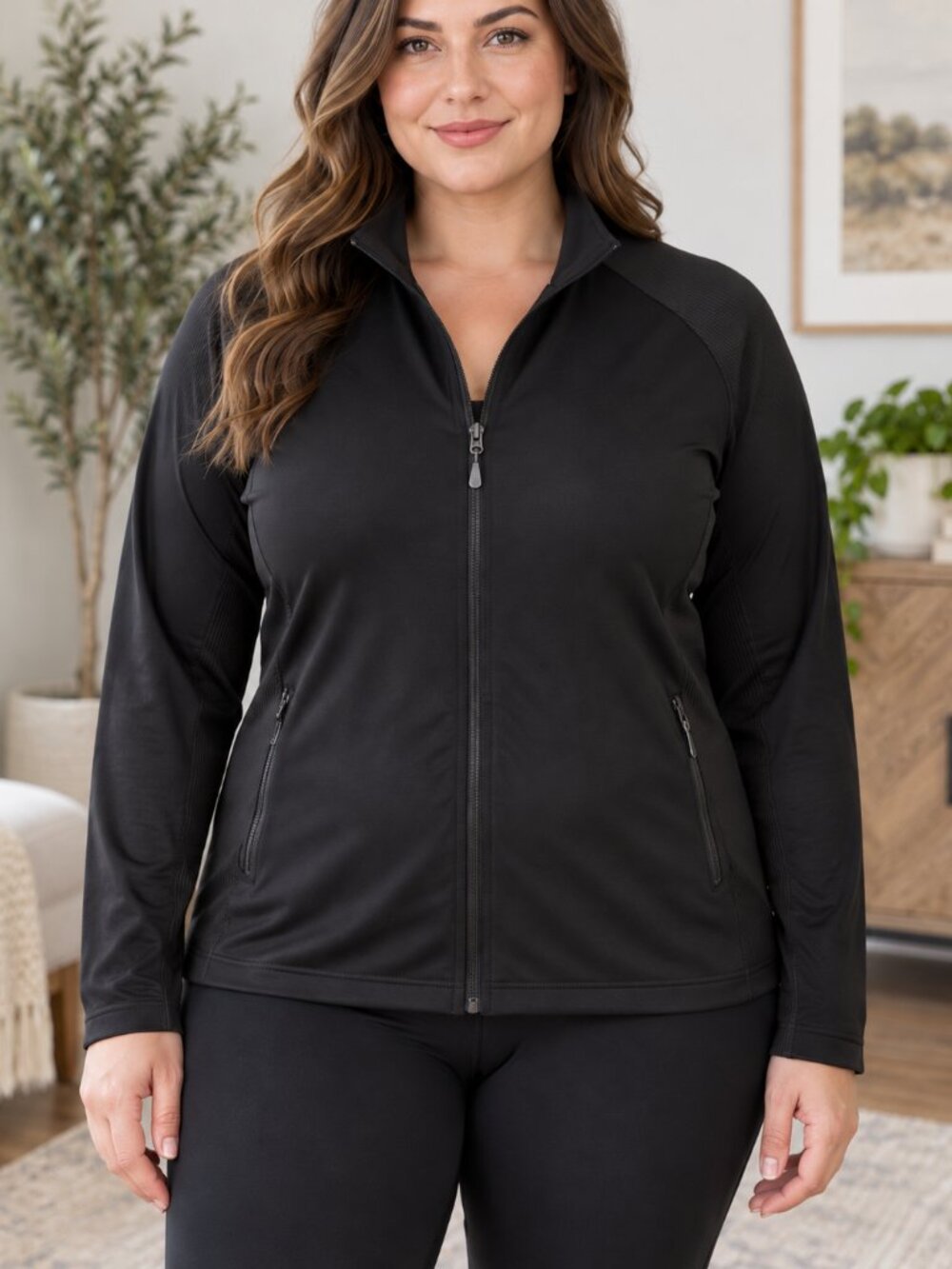32 Degrees COOL Women’s Black Zip-Up Performance Jacket XL Stretch Athletic